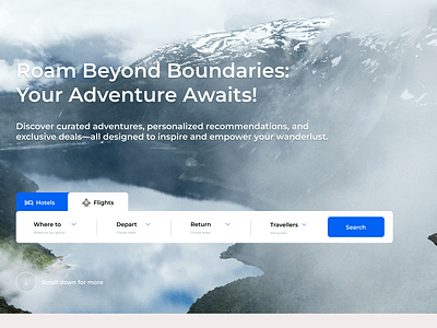 Travel booking platform aboutus blog booking bookingapp branding contactform contactus design featured foryou hero howitworks landingpage navigation specialoffers travel travelplatform ui ux website