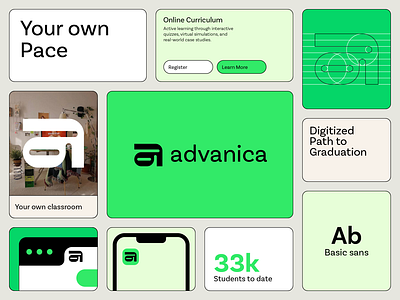 advanica logo and brand app icon bento branding design geometric graphic design logo logomark minimalist modern tech visual identity