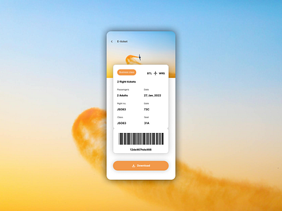 Flight ticket | Daily UI Challenge #36 app mobile design ui ui design
