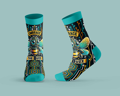 Embrace the Buzz Socks Design clothing graphic design illustration logodesign pattern pod socks socks design socksdesign t shirt tshirt vector