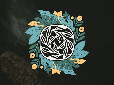 Coffee and Houseplants badge branding coffee design handmade houseplants icon illustration logo monstera plant plants texture