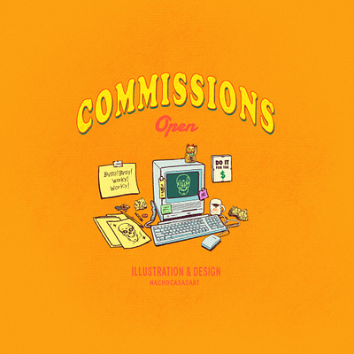 Commissions Open art artwork commissions open design draw drawing graphic design illustration logo motion graphics open commissions vintage