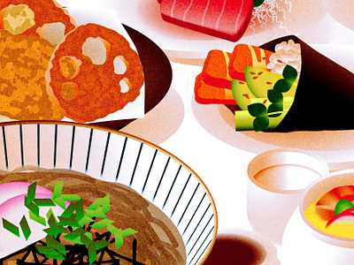 Japanese food exploration food hungry illustration japanese cuisine maki soba tempura