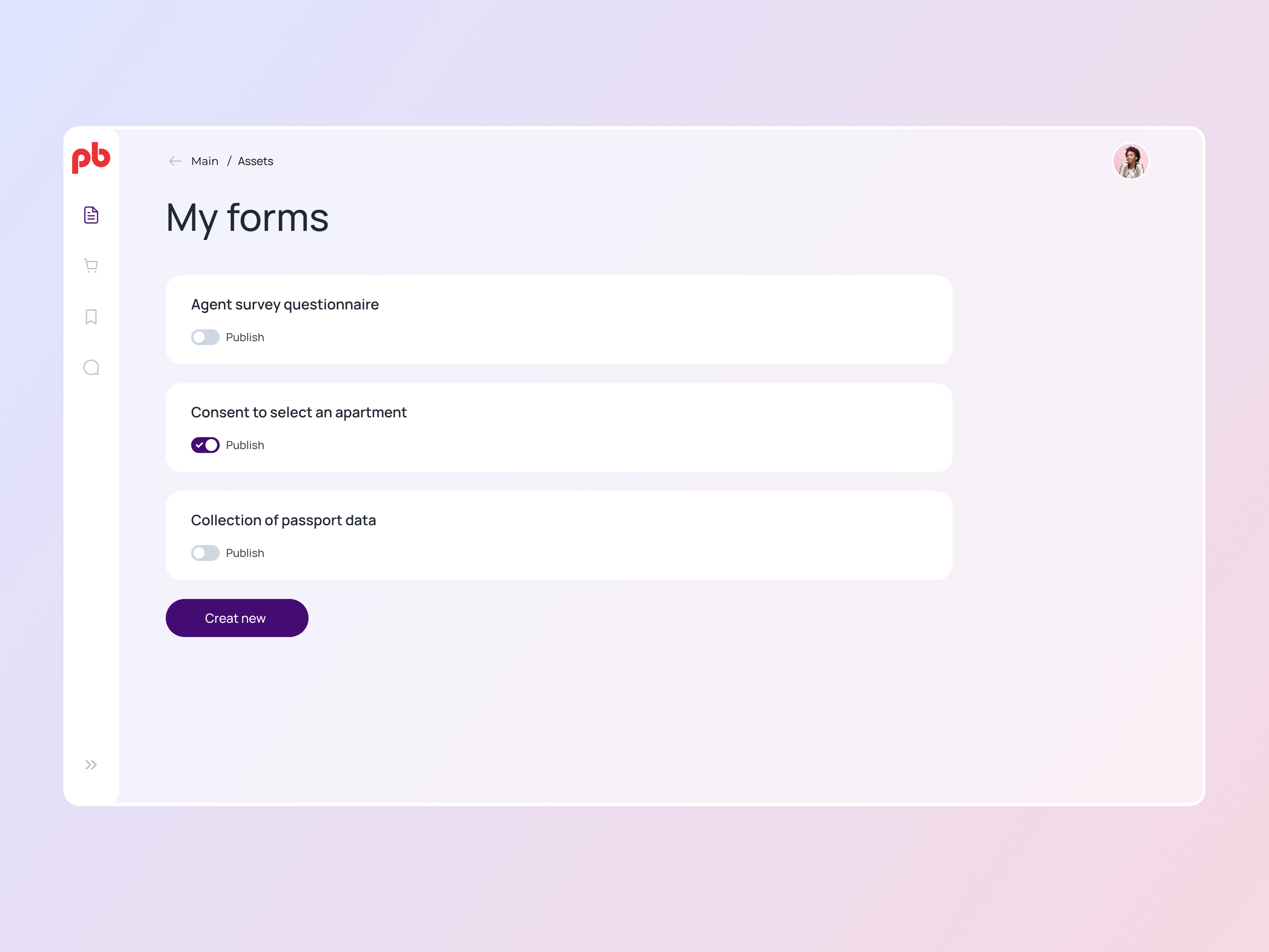 Form builder for CRM system crm design desktop fillingform flow forfilling formbilder product design proptech realestate ui ux