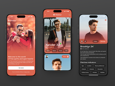 Dating - Mobile App Concept Blabber app concept dating dating app dribbble dribbbledesign figma figmadesign hearts ios love meet mobile mobile app ui ui design uidesign ux uxdesign