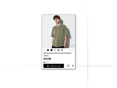Daily Design Challenge #1—Product Card add to cart button challenge clothing daily design daily design challenge design favorite mini case study mini ux product card t shirt ui uniqlo user interface