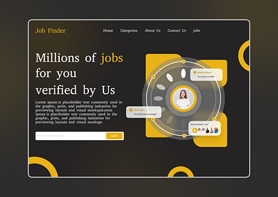 Job finder website branding dark dark background design inspiration job job finder job finding minimal ui ui design web design website