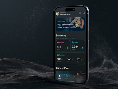 Fitness Tracker App Concept app calories colors dark design fitness fitnesstracker health meal meals nutrition tracker ui uiux ux