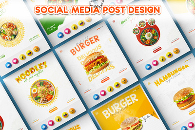 Creative & Minimalist Social Media post Design | Food ads burger ads creative ads facebook ads food ads graphic design instagram ads minimalist ads noodles ads social media ads social media post social media post design
