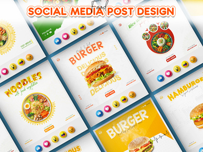 Creative & Minimalist Social Media post Design | Food ads burger ads creative ads facebook ads food ads graphic design instagram ads minimalist ads noodles ads social media ads social media post social media post design
