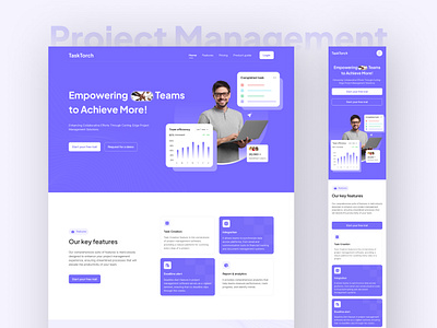 Project Management Landing Page graphic design minimal design mobile responsive design] new design project project management project management design project management ui project management ux project management website responsive design task task management ui ux trendy design ui ui ux design ui ux landing page