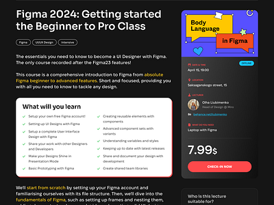 Design Masterclass Page class course advertisement course details design classes design learning figma design intensive learning platform for designers lecture lecture advertisement ux