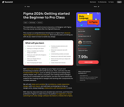 Design Masterclass Page class course advertisement course details design classes design learning figma design intensive learning platform for designers lecture lecture advertisement ux