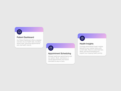 Healthcare Cards cards design gradient health healthcare information minimal product purple simple ui ux