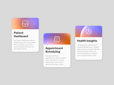 Healthcare Cards cards design gradient health healthcare information minimal product purple simple ui ux