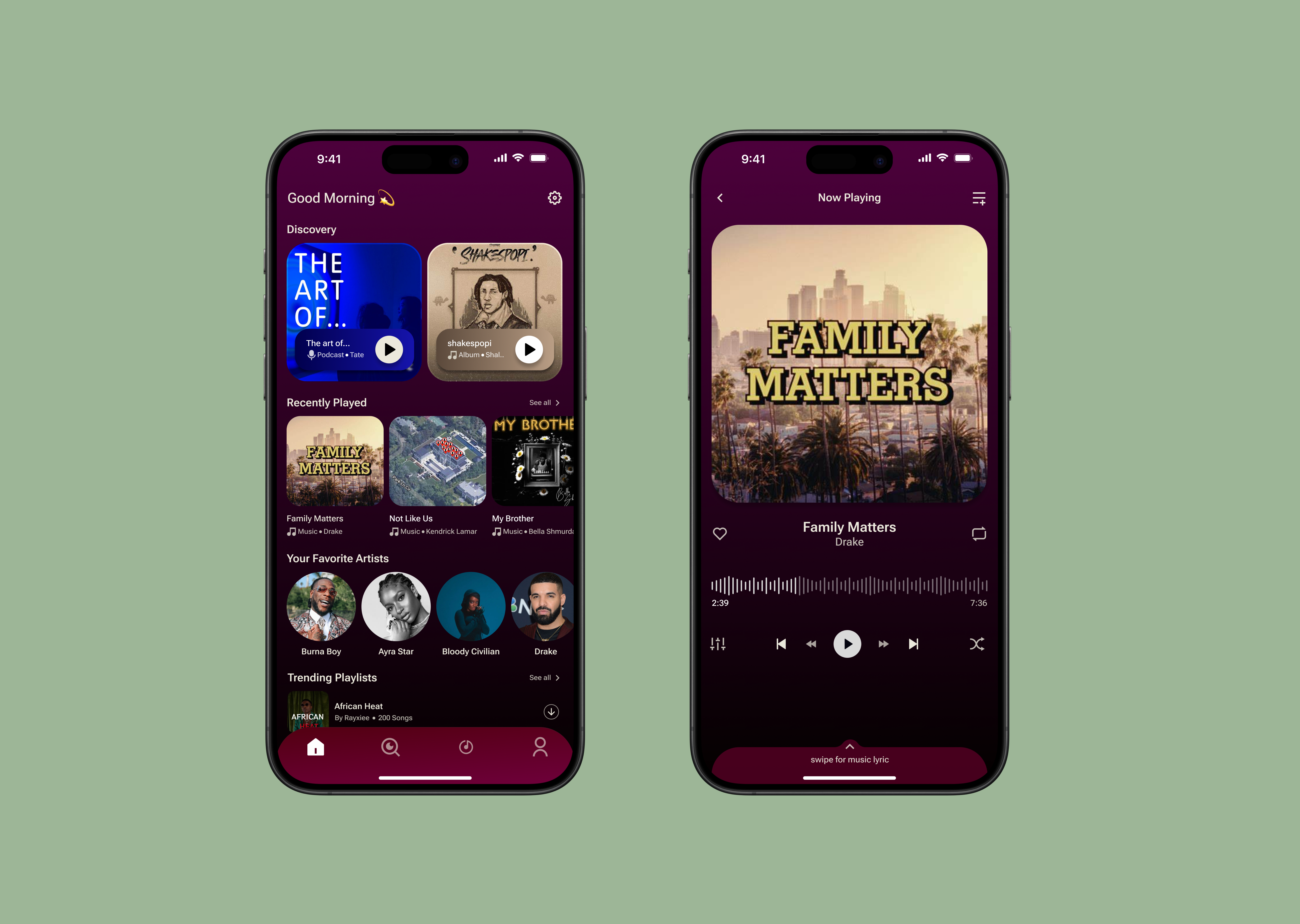 Music Player app design ui