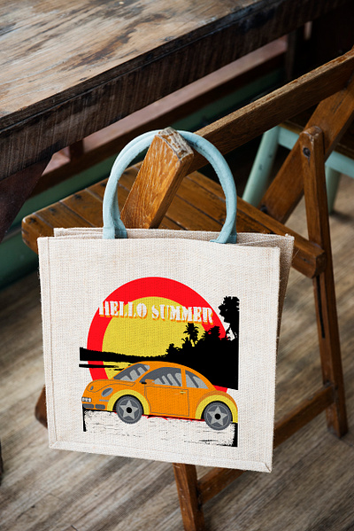 Summer bag auto bag beach branding car graphic design hello logo oldcar orange palm red retro retroauto retrocar sea summer sun vacathion yellow