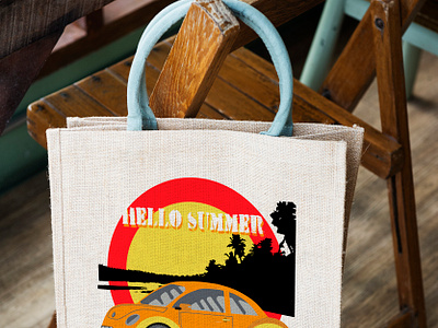 Summer bag auto bag beach branding car graphic design hello logo oldcar orange palm red retro retroauto retrocar sea summer sun vacathion yellow