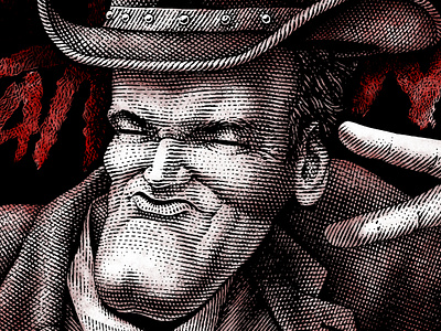 Tarantino caricature engraving illustration portrait scratchboard woodcut