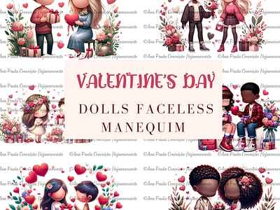 Valentine's Day, Faceless Dolls branding dall e3 design graphic design ia illustration ilustraçãoia logo ui vector