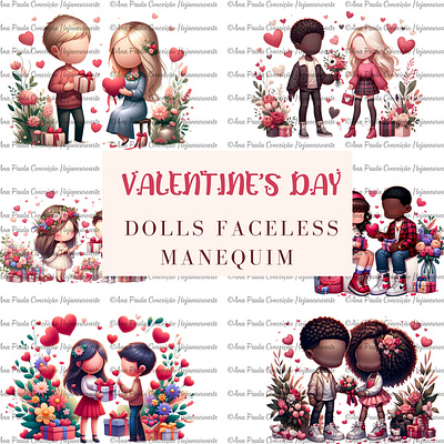 Valentine's Day, Faceless Dolls branding dall e3 design graphic design ia illustration ilustraçãoia logo ui vector