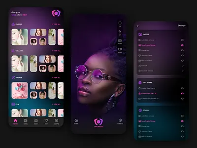 Camera & Photo Editing App UI app ui camera camera app ui iphone iphone photo app modern app uiux photo app photo app ui photo editing app ui photo retouching app