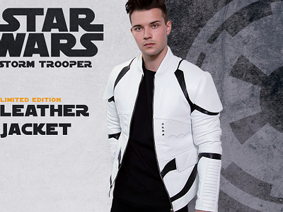 STAR WARS LEATHER JACKET WEB BANNER banner dark side empire empire strikes back first order graphic design kenobi luke skywalker marketing obi wan kenobi photo photo edit sales star wars starwars storm trooper vader web banner yoda