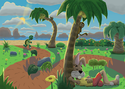 The Hare And The Turtle, page 2 of 3 childrensbook childrensillustration illustration thehareandtheturtle
