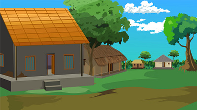 Village road landscape for cartoon living