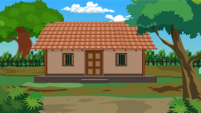 Village house landscape, poor farmer house, Indian village mud