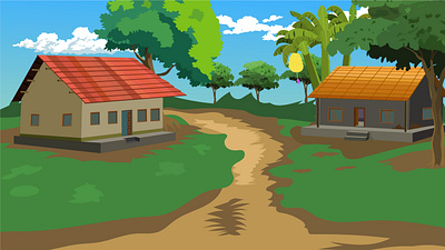 Village road landscape, Indian house background, Hut design mud