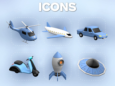 Hey! Check out my Rendered 3D Icons. 3d aeroplane car helicoptor icon design icons render rendered rocket saucer scooter transportation ufo vehicle