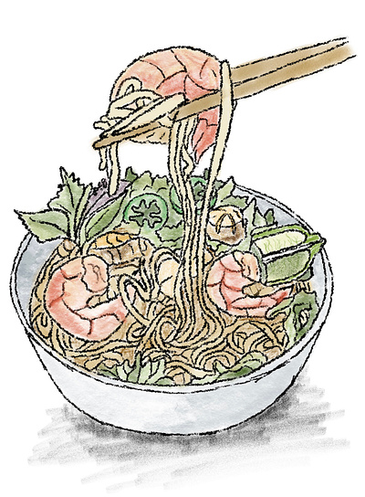Shrimp Pho adobe fresco illustration pho shrimp