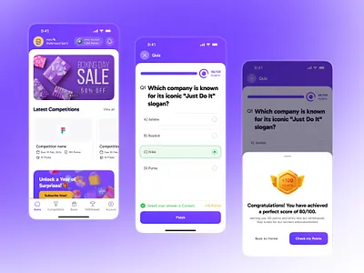 Marketing Rewards App competitions design loyalty points marketing points questions quiz rewards ui ui ux design ui deisgn uidesign uiux design ux ux designer