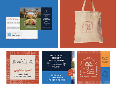 National Turkey Federation // Event Collateral, Palm Springs art director branding collateral conference design convention design design designer event design freelance designer freelancer graphic design logo logo design palm springs postcard social media design swag