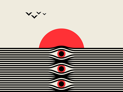 Eye Tide black design geometric illustration red vector