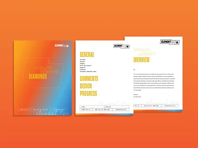 Element Ten // Branding, Print Collateral art director branding branding package collateral design designer freelance designer freelancer graphic design logo logo design neon neon studio orange print collateral typography