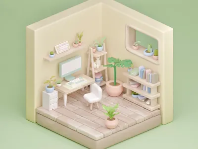 isometric office space 3d blender design isometric