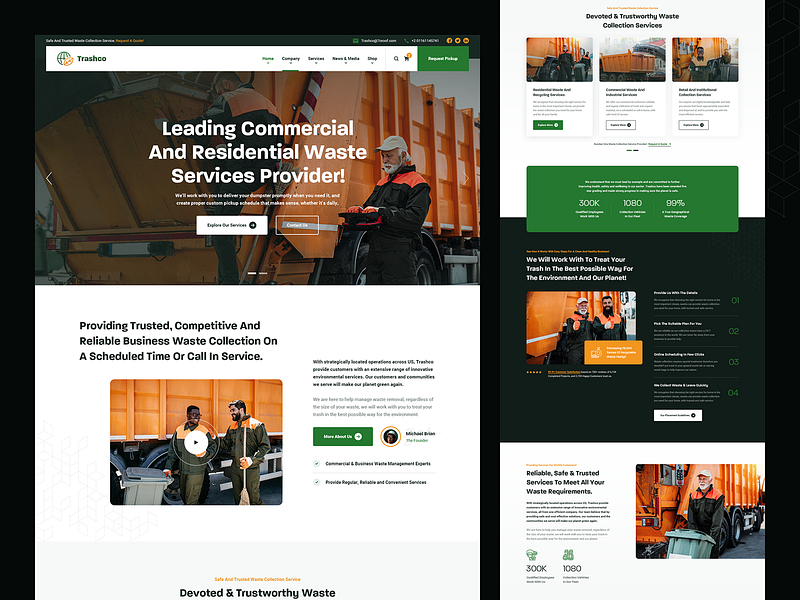 Trashco Recycling business corporate creative disposal services dumpster rental eco friendly environmental garbage pickup home waste recycling recycling services solar energy trash pickup ui design userinterface waste collection waste disposal waste food waste management waste processing