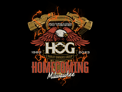 Harley's Homecoming HOG Graphic apparel design distressed eagle engine graphic harley harley davidson illustration lightning milwaukee mke motorcycle t shirt vector vintage