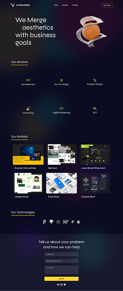 IV Solutions Landing Page agency agency website branding business website figma landing page software development software house ui design ui ux ux design website design