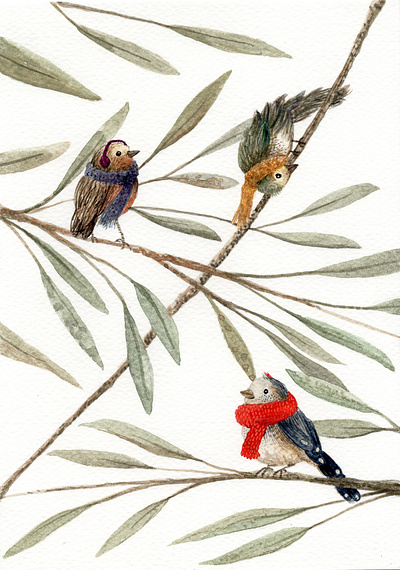 Totoyoa birds doodle illustration watercolor