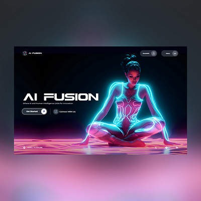 Ai Fusion Web Ui Landing Page Design Shot ai branding chatbot design graphic design illustration midjourney photography ui ui design ux ux design web design