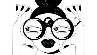 Spy Girl 2d black blackwhite branding character concept design illustration ui vector visual white
