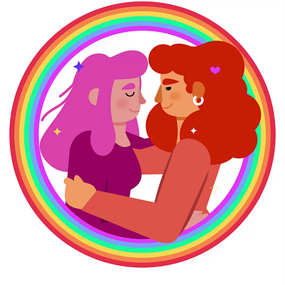 Lottie cute animation couple design illustration lesbian couple lottie lottie animation motion graphics pride pride couple rainbow uxui