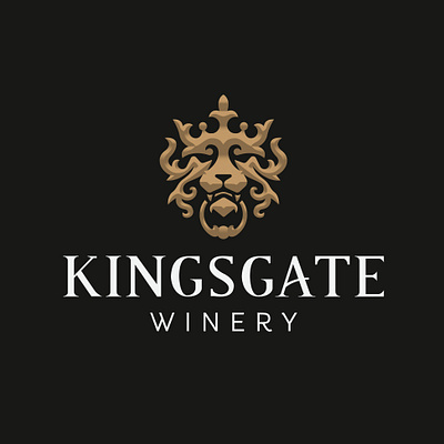 Kingsgate Winery Logo crown design gate gold king lion logo ornate vector wine winery