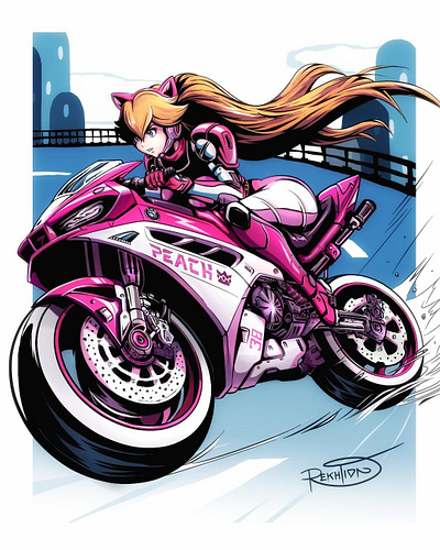 Peach BMW by Rekhtion ⚡️ 038 motorcycle イラストグラム