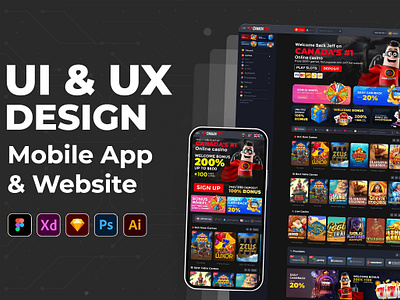 Canada 777 (Online Casino UI/UX Design) 3d branding casino figma graphic design mobile app design photoshop ui uiuxdesign website design