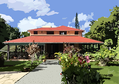 The Villa adobe illustrator art digital art guadeloupe illustration island landscape vector