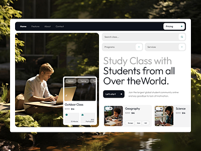 Online Study website design e learning hero section layout modern online class study typography ui user interface ux web design website